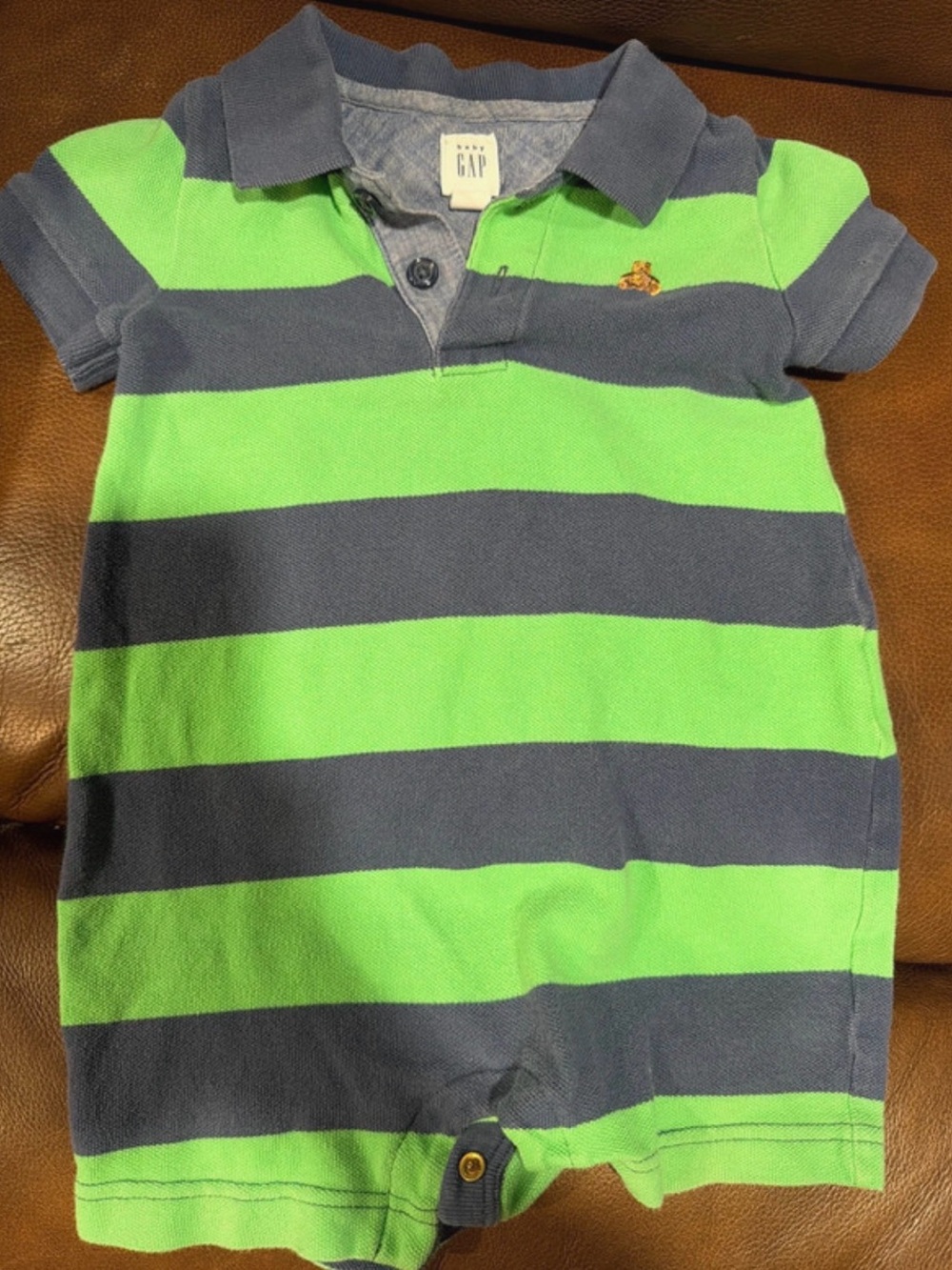 GAP Green & Navy Striped Polo Romper